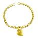 18 Karat Yellow Gold over Silver Puffed Heart Charm Rolo Bracelet (7.5 Inch)