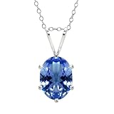 1.30 Ct Oval Tanzanite .925 Sterling Silver Pendant With 18" Silver Chain