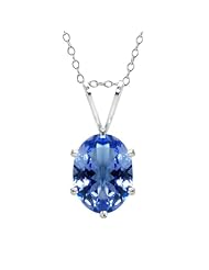 1.30 Ct 8X6mm Oval Tanzanite .925 Sterling Silver Pendant With 18" Silver Chain