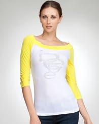 bebe Logo Off Shoulder Baseball Top