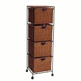 Wicker Four Drawer Filing Cart in Stained Redwood