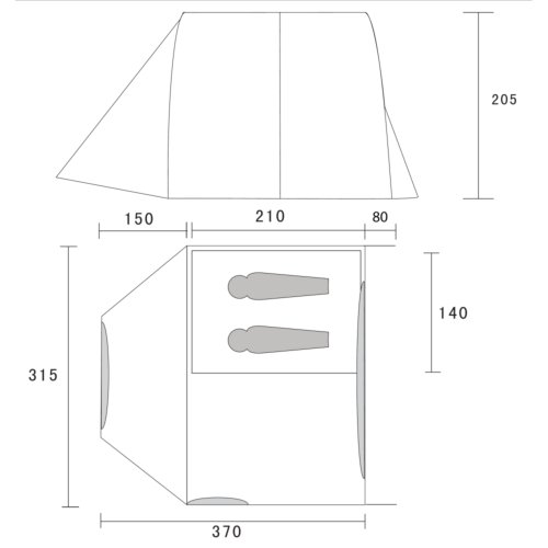 10T CARROLL Tente auvent pour minibus Bleu 2 personnes