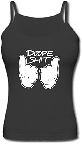 Sammy Women's DOPE SHIT Black Cotton Strap Cami Tank Top(M)