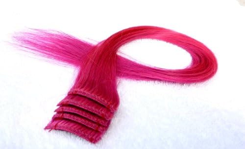 Hair Collection-18" Pink 100% Human Hair Clip in on Extensions - 1.6"widex5pcs
