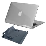 Premium Skque Clear Hard Plastic Crystal Case + Laptop Notebook Cooler Pad w/ 3 Fans for Apple MacBook Air 13.3