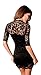 Holly O No.1 Best Seller Women's Sexy Black Lace V-neck Mini Dress Half Sleeves, Black, Medium