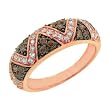 14K Rose Gold Brown and White Diamond Ring/Band