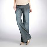 Wide-leg low waist cotton denim maternity jeans untreated blue 4
