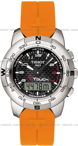41HwXu43loL Tissot Mens TTouch Polished Titanium Orange Rubber Watch