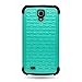 CoverON Hybrid Dual Layer Diamond Case for Samsung Galaxy Mega 6.3 - Teal Hard Black Soft Silicone