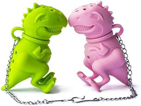 Altarmoss Tea Rex Dinosaur Tea Infuser - 100% Food Grade Silicone Tea Infuser (Set of 2, Green, Pink)