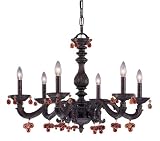 Crystorama 5226-VB-AMBER Sutton 6 Light Crystal Candle Chandelier in Venetian Bronze Color Accents: