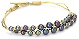 Gold Silk Peacock Freshwater Pearl Double Strand Bracelet
