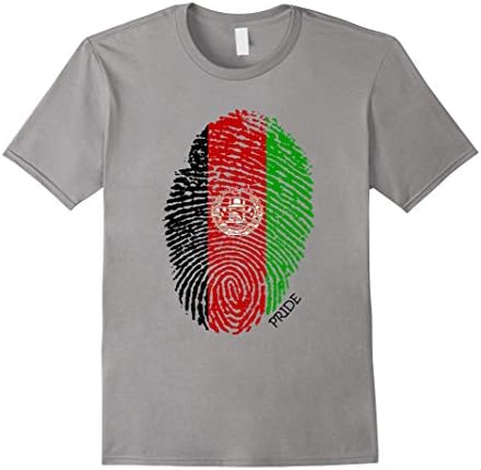 Men's Afghanistan Afghani Pride Flag Fingerprint Country T-Shirt 3XL Slate