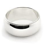 14K White Gold Wedding Bands 8mm Milgrain