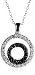 Sterling Silver Cubic Zirconia Black and White Circle Pendant, 18"