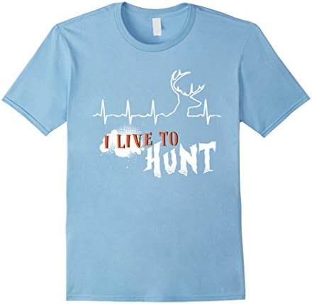 Men's HUNTING HEARTBEAT - I live to HUNT Large Baby Blue