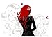 Wallmonkeys Peel and Stick Wall Decals - Vector Red Haired Woman with Butterfli - Removable Graphic