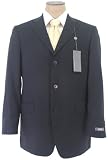 Kenneth Cole Mens Single Breasted 3 Button Solid Navy Blue Wool Suit - Size 44L