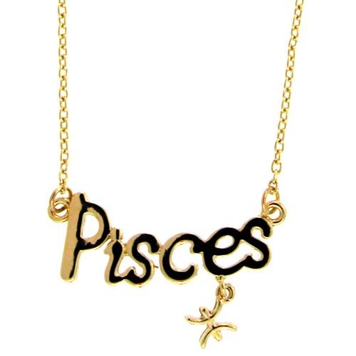 Pisces Horoscope Zodiac Nameplate Necklace, Astrogirl! In Gold Pisces Horoscope Zodiac Nameplate Necklace, Astrogirl! In Gold