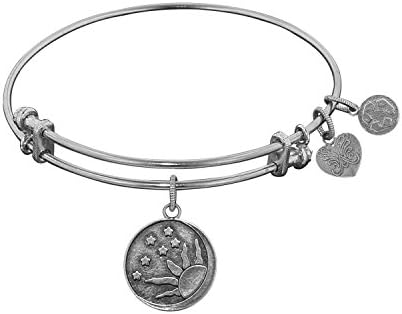 Angelica White Rhodium Over Brass Sun Moon Stars Best Friends Bangle Charm 7.25" Adjustable