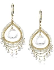 Dana Kellin Multi-Chain Detail with Milky Quartz Open Heart-Shaped Earrings