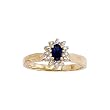 14K Yellow/White Gold 0.08 ct. Diamond and 1/3 ct. Oval Shaped Sapphire Ring
