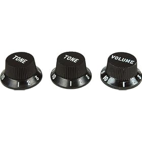Fender Strat Knobs, One Volume, Two Tone,  Black