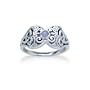 Triple Moon and Celtic Trinity Knot Sterling Silver Filigree Crescent Genuine Rainbow Moonstone Ring(Sizes 4,5,6,7,8,9,10,11,12,13,14,15)