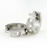 April Birthstone Stainless Steel Mens Hoop Earrings