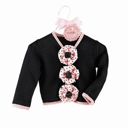 Mud Pie Baby Perfectly Princess Cotton Knit Sweater, Black/Pink, 0 - 6 Months