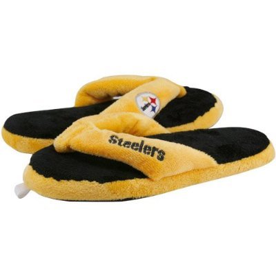 Pittsburgh Steelers Plush Thong Slippers Men's Medium (Shoe size 9-10)