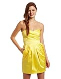 Teeze Me Juniors Strapless 2 Pocket Dress, Lemon, 7 Teeze Me Juniors Strapless 2 Pocket Dress, Lemon, 7