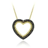 18K Gold over Sterling Silver and .38ct. TDW Champagne Diamond Open Heart Pendant