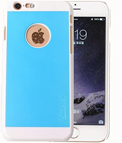 iPhone 6 case,[Blue] Premium Brushed Aluminium Metal Apple Logo Lighting up Case when Messaging,Incoming calls,Alarm For Apple iPhone 6 (4.7") (Blue)