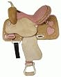 15" Pink Hearts Rhinestone Crystal Barrel Saddle By Blue River Saddlery