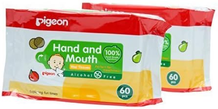 Baby Wipes,pigeon Baby Wipes Hand and Mouth Size 60 Sheets X 2 Packs by KWANGJAO