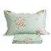 FADFAY Green Floral Bed Sheet Set Cotton Sheets 4-Piece King Size