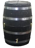 Smartware 4104 48-Gallon Recycled Plastic Oak Grain Design Rain Barrel with Brass Spigot and Mesh Debris Screen