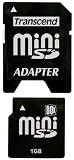 Transcend 1GB Mini SD Memory Card - (SD adapter included)