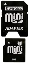 Transcend 1GB Mini SD Memory Card - (SD adapter included)
