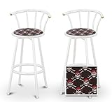 2 Pirate Skull & Crossbones Themed Specialty / Custom White Barstools with Backrest Set 2 Pirate Skull & Crossbones Themed Specialty / Custom White Barstools with Backrest Set