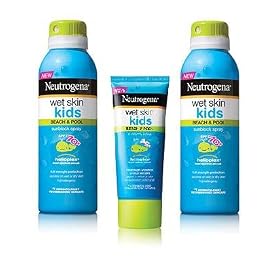 Neutrogena Wet Skin Kids Sunblock Spray (Spf 70+) Pack of 2 with Bonus Wet Skin Kids Sunblock Lotion (Spf 45): Beauty