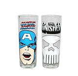 Marvel Comics Captain America And Punisher Shot Shooter Glasses Barware