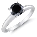 1 Carat Black Diamond Solitaire Ring