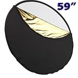 Opteka 59" 5-in-1 Collapsible Disc Reflector, Translucent, White, Black, Silver, Gold, with Carrying Case