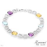 Zoccai! Made in Italy Beautiful Bracelet 11.41ctw Super Clean GH/VVS Diamonds, Amethyst, Citrine and Topaz Made of 18K Gold