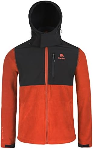 WantDo Walker Men's Waterproof Outdoors Jacket Fleece Windproof Hooded Coat(Iron Red,2XL)