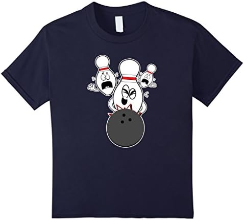 Kids Bowling Pins Knocked Down Strike Scared Nut Funny Cute Shirt 12 Navy