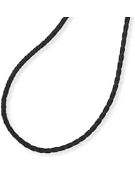 18 inch Artisan Black Leather, Braided Charm Necklace